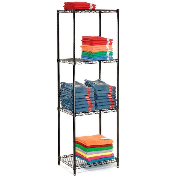 Nexel Black Epoxy, 4 Tier, Wire Shelving Starter Unit, 48W x 21D x 86H 21488B - main